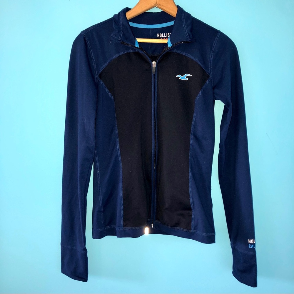 Y2K Hollister Blue & Navy Athletic Zip Up Jacket Sport Bird Logo